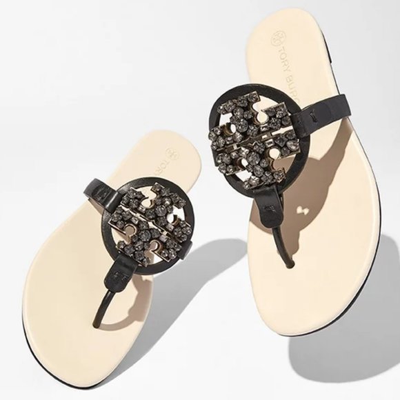 Tory Burch Shoes - Tory Burch MANY SIZES CRYSTAL MILLER SOFT SANDAL Embellished Jeweled Two Tone